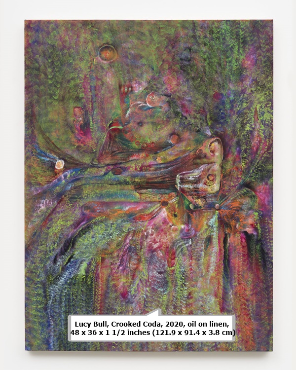 click to enlarge- double click to reduce Lucy Bull, Crooked Coda, 2020, oil on linen, 48 x 36 x 1 1/2 inches (121.9 x 91.4 x 3.8 cm)