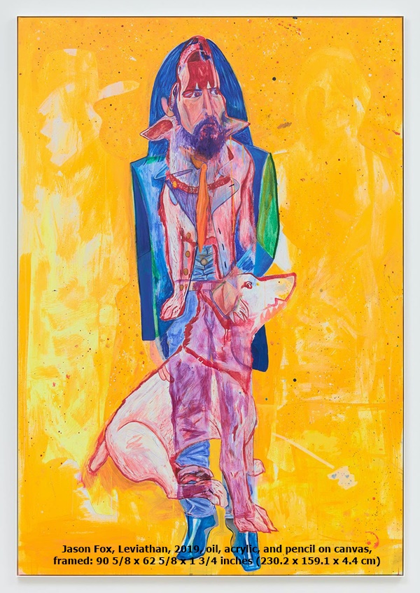 click to enlarge- double click to reduce Jason Fox, Leviathan, 2019, oil, acrylic, and pencil on canvas, framed: 90 5/8 x 62 5/8 x 1 3/4 inches (230.2 x 159.1 x 4.4 cm)