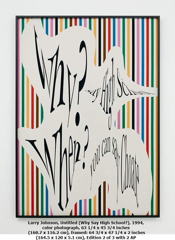 Larry Johnson, Untitled (Why Say High School?), 1994, color photograph, 63 1/4 x 45 3/4 inches (160.7 x 116.2 cm), framed: 64 3/4 x 47 1/4 x 2 inches (164.5 x 120 x 5.1 cm), Edition 2 of 3 with 2 AP