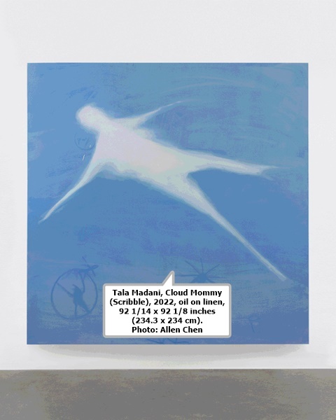 Tala Madani, Cloud Mommy (Scribble), 2022, oil on linen, 92 1/14 x 92 1/8 inches (234.3 x 234 cm). Photo: Allen Chen