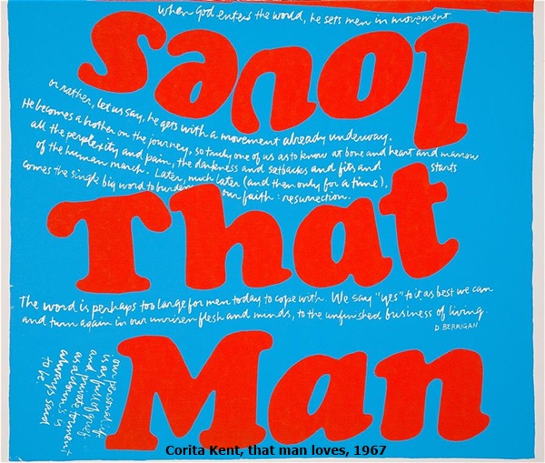 Corita Kent, that man loves, 1967