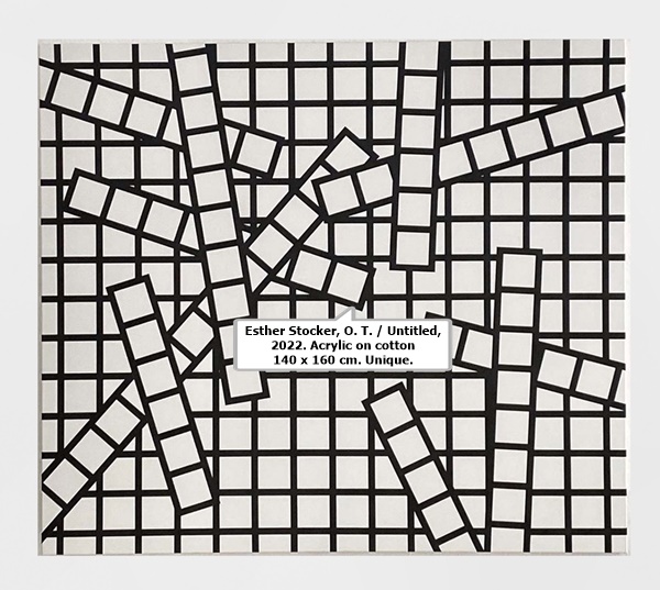 click to enlarge- double click to reduce Esther Stocker, O. T. / Untitled, 2022. Acrylic on cotton 140 x 160 cm. Unique.