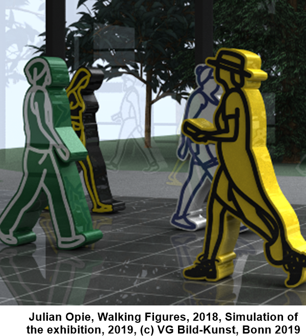 Julian Opie, Walking Figures, 2018, Simulation of the exhibition, 2019, (c) VG Bild-Kunst, Bonn 2019