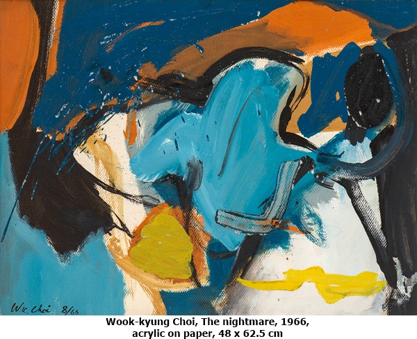 click to enlarge- double click to reduce Wook-kyung Choi, The nightmare, 1966, acrylic on paper, 48 x 62.5 cm