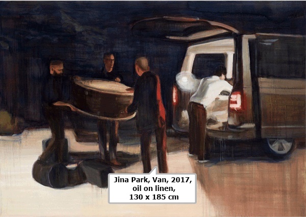 click to enlarge- double click to reduce Jina Park, Van, 2017, oil on linen, 130 x 185 cm