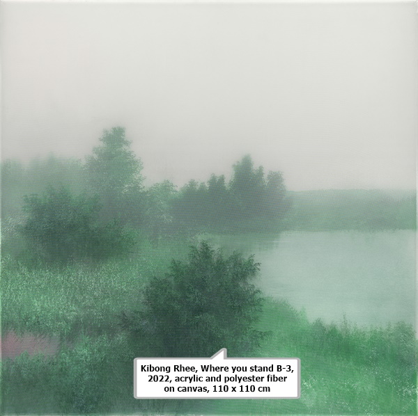 Kibong Rhee, Where you stand B-3, 2022, acrylic and polyester fiber on canvas, 110 x 110 cm