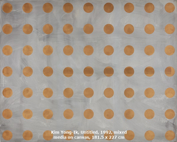 click to enlarge- double click to reduce Kim Yong-Ik, Untitled, 1992, mixed
media on canvas, 181.5 x 227 cm