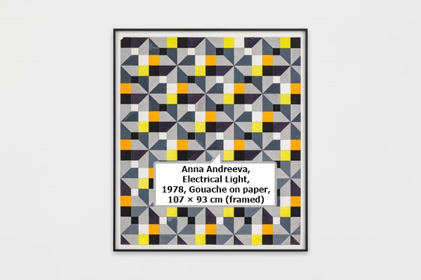 click to enlarge- double click to reduce Anna Andreeva, Electrical Light, 1978, Gouache on paper, 107 × 93 cm (framed)