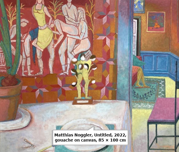 click to enlarge- double click to reduce Matthias Noggler, Untitled, 2022, gouache on canvas, 85 × 100 cm