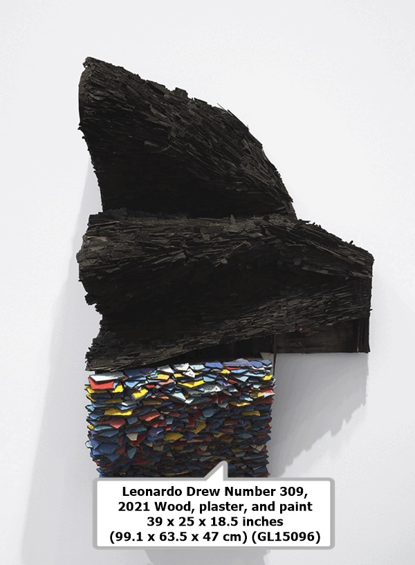 click to enlarge- double click to Dialogue: Abstractionuce Leonardo Drew Number 309, 2021 Wood, plaster, and paint 39 x 25 x 18.5 inches (99.1 x 63.5 x 47 cm) (GL15096)