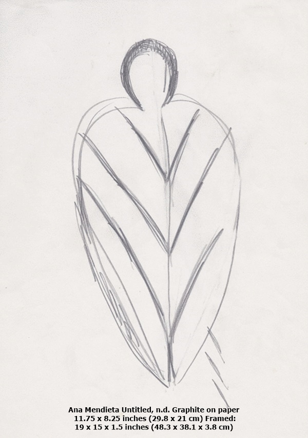 click to enlarge- double click to reduce Ana Mendieta Untitled, n.d. Graphite on paper 11.75 x 8.25 inches (29.8 x 21 cm) Framed: 19 x 15 x 1.5 inches (48.3 x 38.1 x 3.8 cm)