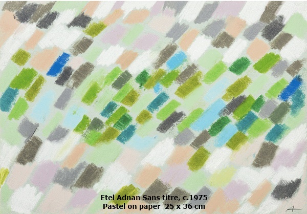 click to enlarge- double click to reduce Etel Adnan Sans titre, c.1975 Pastel on paper 25 x 36 cm