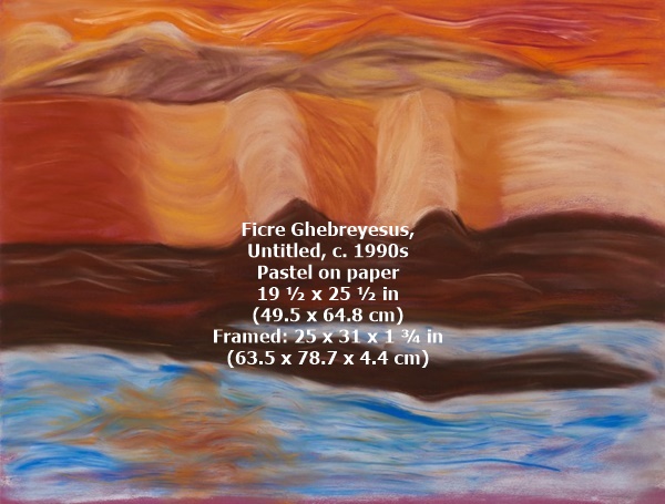 Ficre Ghebreyesus

Untitled, c. 1990s

Pastel on paper

19 ½ x 25 ½ in (49.5 x 64.8 cm)
Framed: 25 x 31 x 1 ¾ in (63.5 x 78.7 x 4.4 cm)