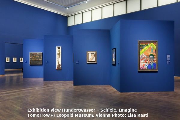 click to enlarge- double click to reduce Exhibition view Hundertwasser – Schiele. Imagine Tomorrow © Leopold Museum, Vienna Photo: Lisa Rastl