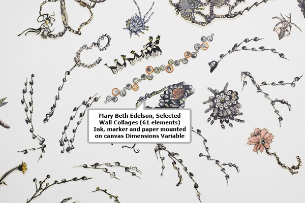 click to enlarge- double click to reduce Mary Beth Edelson
Selected Wall Collages (61 elements)
Ink, marker and paper mounted on canvas
Dimensions Variable