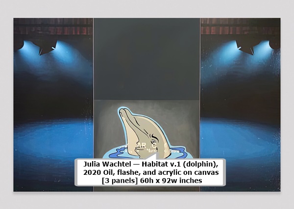 Julia Wachtel — Habitat v.1 (dolphin), 2020
Oil, flashe, and acrylic on canvas [3 panels]
60h x 92w inches