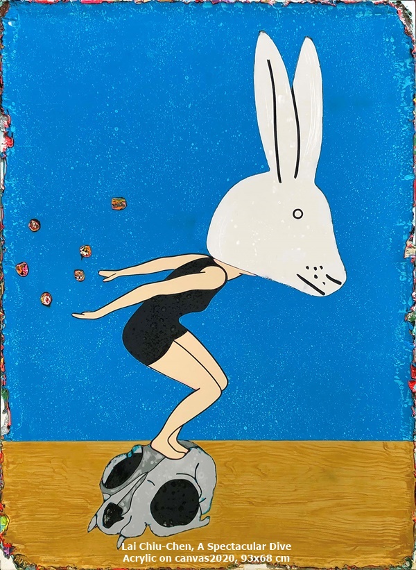 Lai Chiu-Chen, A Spectacular Dive 
Acrylic on canvas2020, 93x68 cm