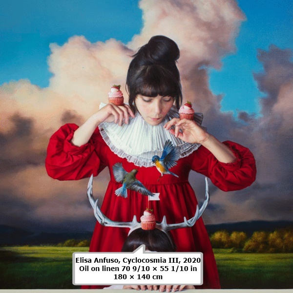 click to enlarge- double click to reduce Elisa Anfuso
Cyclocosmia III, 2020
Oil on linen
70 9/10 × 55 1/10 in
180 × 140 cm