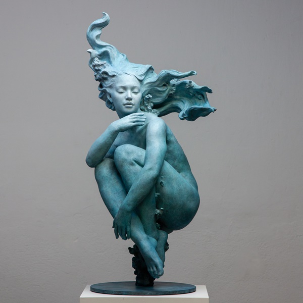 click to enlarge- double click to reduce CODERCH&MALAVIA, Clio's dream, bronze sculpture, 79x38x32 cm