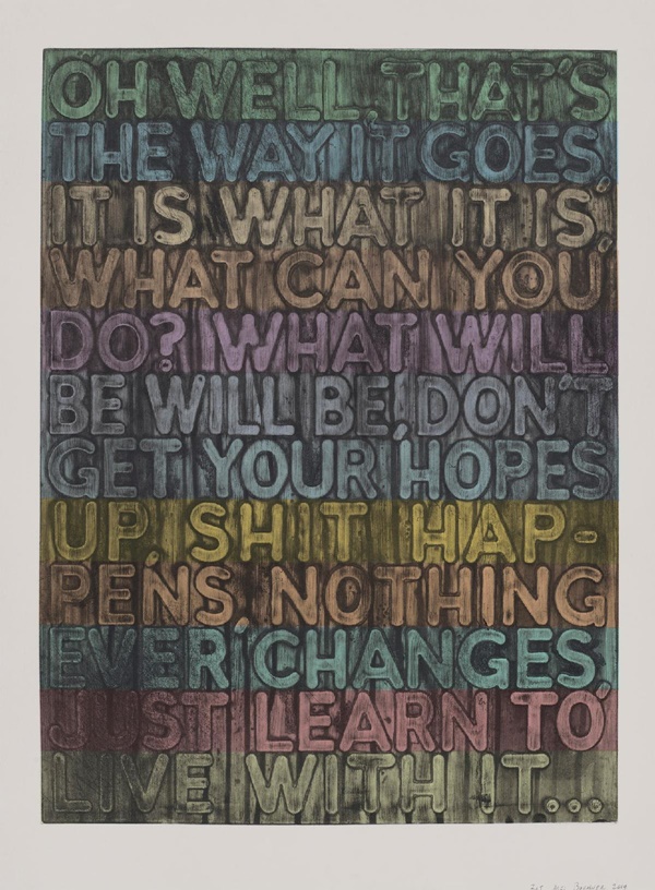 click to enlarge- double click to reduce Mel Bochner
Oh Well
Year: 2020
Medium: Etching with silkscreen
Hand signed, numbered and dated in the lower margin in graphite
From the edition of 20 with 5AP, 4PP, 1BAT
Image size: 30 x 22.25 in (76.2 x 57.2 cm)
Sheet size: 35 x 26.25 in (88.9 x 66.7 cm)
Mint condition