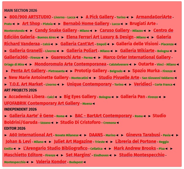 click to enlarge- double click to reduce LUCCA ART FAIR, Lucca ITALY - September 25 > 27, 2026 @LuccaartFair