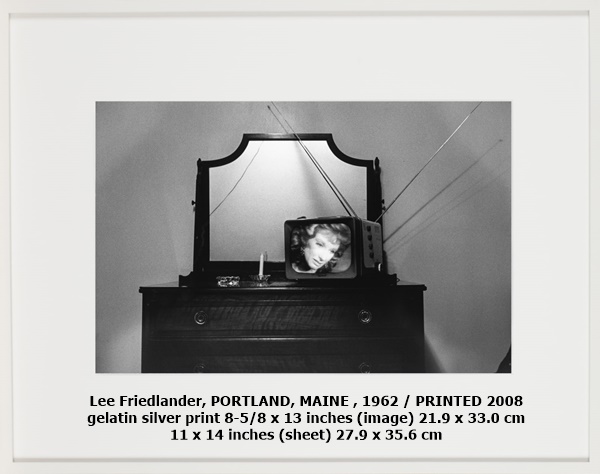 Lee Friedlander, PORTLAND, MAINE , 1962 / PRINTED 2008
gelatin silver print
8-5/8 x 13 inches (image) 21.9 x 33.0 cm
11 x 14 inches (sheet) 27.9 x 35.6 cm 
