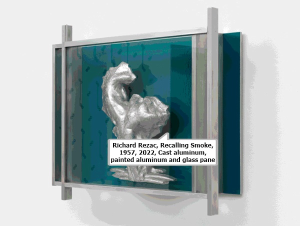 click to enlarge- double click to reduce Richard Rezac, Recalling Smoke, 1957, 2022, Cast aluminum, painted aluminum and glass pane