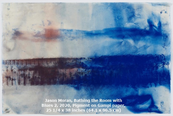 Jason Moran, Bathing the Room with Blues 2, 2020, Pigment on Gampi paper, 25 1/4 x 38 inches (64.1 x 96.5 cm)