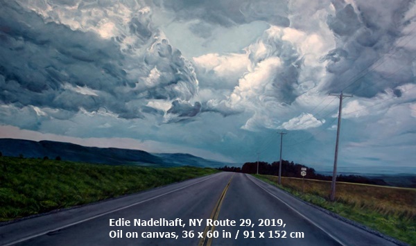 click to enlarge- double click to reduce Edie Nadelhaft, NY Route 29, 2019, Oil on canvas, 36 x 60 in / 91 x 152 cm