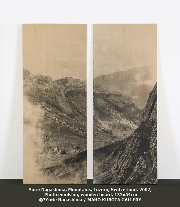 click to enlarge- double click to reduce Yurie Nagashima, Mountains, Luzern, Switzerland, 2007, Photo emulsion, wooden board, 135x54cm
©︎Yurie Nagashima / MAHO KUBOTA GALLERY