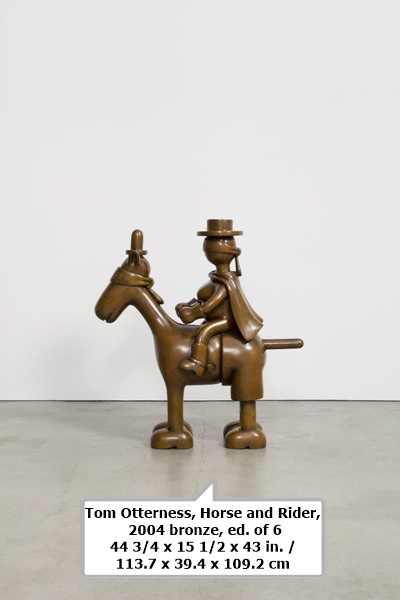 click to enlarge- double click to reduce Tom Otterness, Horse and Rider, 2004
bronze, ed. of 6
44 3/4 x 15 1/2 x 43 in. / 113.7 x 39.4 x 109.2 cm