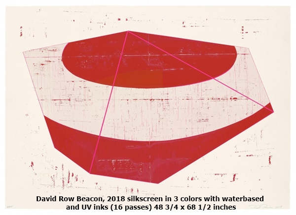 David Row Beacon, 2018 silkscreen in 3 colors with waterbased  and UV inks (16 passes) 48 3/4 x 68 1/2 inches