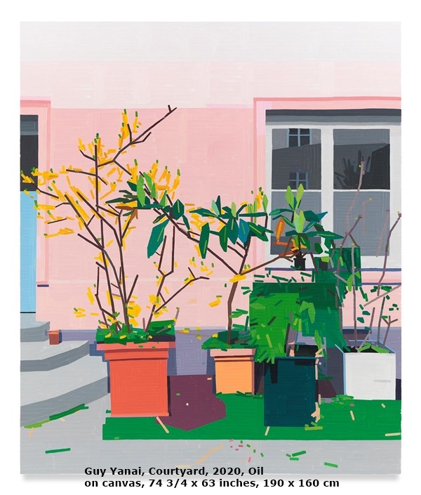 Guy Yanai, Courtyard, 2020, Oil on canvas, 74 3/4 x 63 inches, 190 x 160 cm