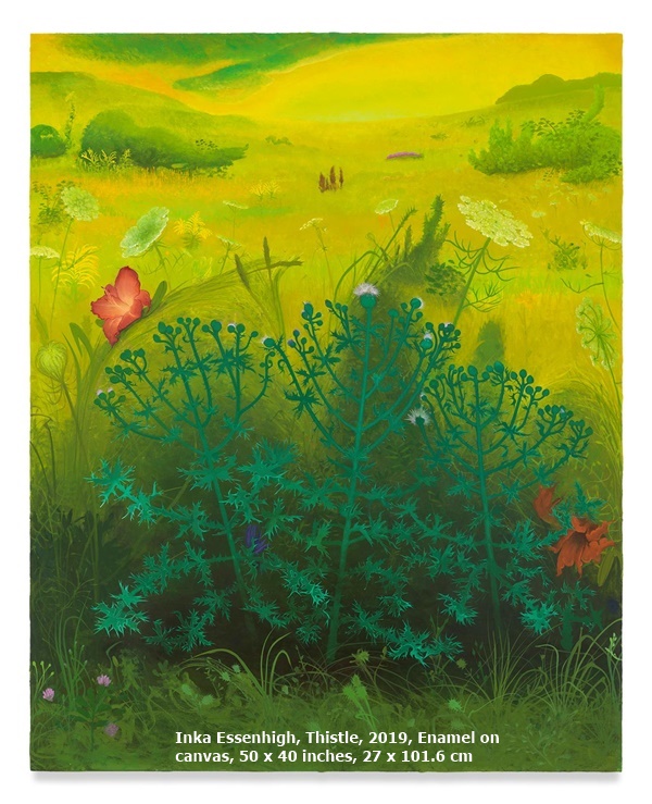 Inka Essenhigh, Thistle, 2019, Enamel on canvas, 50 x 40 inches, 27 x 101.6 cm