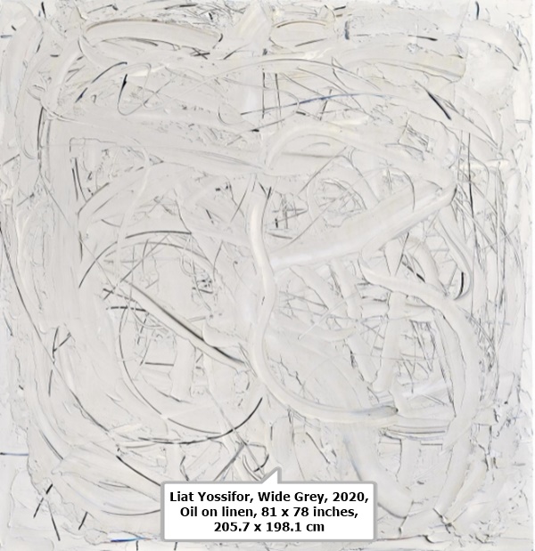 click to enlarge- double click to reduce Liat Yossifor, Wide Grey, 2020, Oil on linen, 81 x 78 inches, 205.7 x 198.1 cm