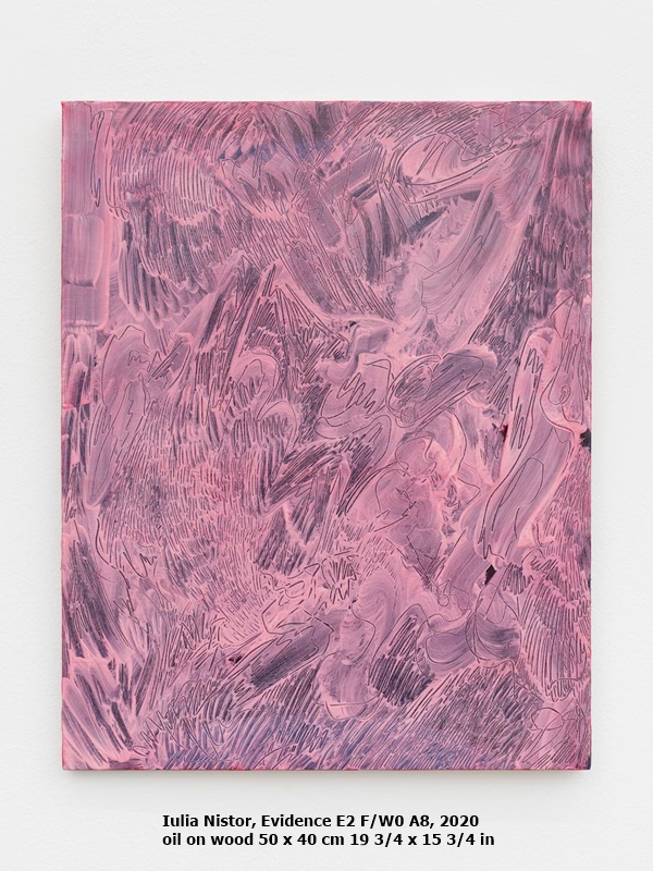 Iulia Nistor
Evidence E2 F/W0 A8, 2020
oil on wood
50 x 40 cm
19 3/4 x 15 3/4 in