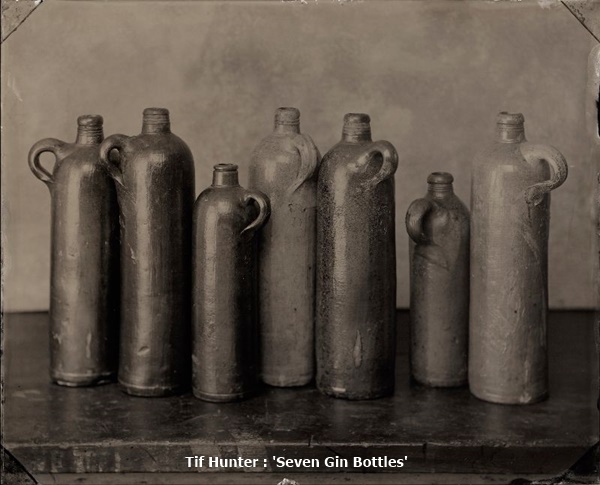 click to enlarge- double click to reduce Tif Hunter : 'Seven Gin Bottles'
