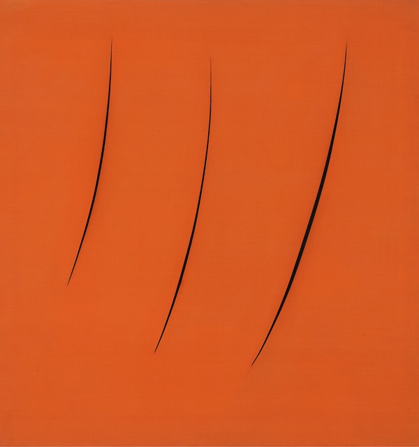 Lucio Fontana. Spatial Concept, Expectations, 1959. Oil on canvas. Olnick Spanu Collection © 2018 Fondazione Lucio Fontana/Artists Rights Society (ARS), New York/SIAE, Rome Lucio Fontana