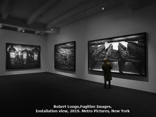 click to enlarge- double click to reduce Robert Longo,Fugitive Images. Installation view, 2019. Metro Pictures, New York.