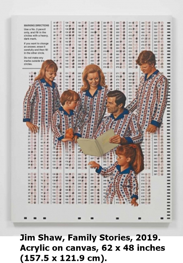 Jim Shaw, Family Stories, 2019.
Acrylic on canvas, 62 x 48 inches 
(157.5 x 121.9 cm).
