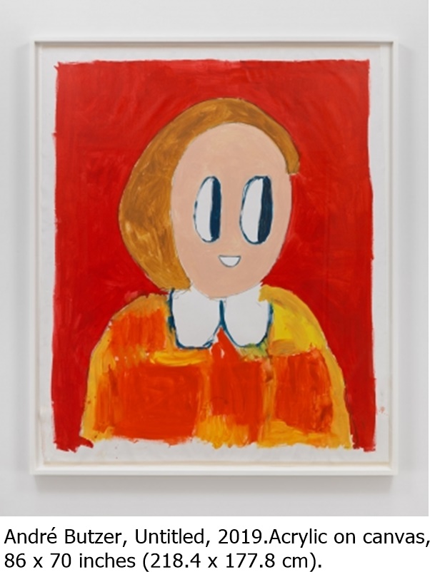 André Butzer, Untitled, 2019.Acrylic on canvas, 
86 x 70 inches (218.4 x 177.8 cm).