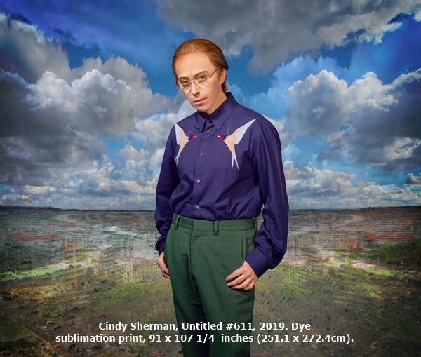 click to enlarge- double click to reduce Cindy Sherman, Untitled #611, 2019. Dye
sublimation print, 91 x 107 1/4 inches (251.1 x 272.4cm).