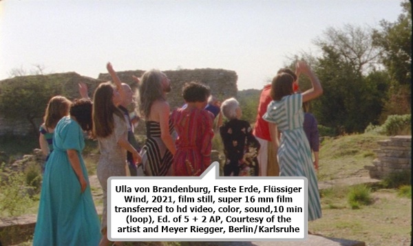 click to enlarge- double click to reduce Ulla von Brandenburg, Feste Erde, Flüssiger Wind, 2021, film still, super 16 mm film transferred to hd video, color, sound, 10 min (loop), Ed. of 5 + 2 AP, Courtesy of the artist and Meyer Riegger, Berlin/Karlsruhe