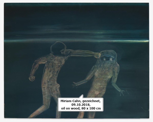 click to enlarge- double click to reduce Miriam Cahn, gezeichnet, 09.10.2018, oil on wood, 80 x 100 cm