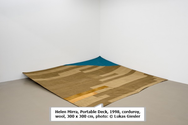 click to enlarge- double click to reduce Helen Mirra, Portable Deck, 1998, corduroy, wool, 300 x 300 cm, photo: © Lukas Giesler
