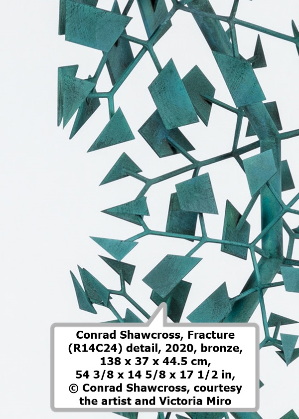 click to enlarge- double click to reduce Conrad Shawcross, Fracture (R14C24) detail, 2020, bronze, 138 x 37 x 44.5 cm, 54 3/8 x 14 5/8 x 17 1/2 in, © Conrad Shawcross, courtesy the artist and Victoria Miro