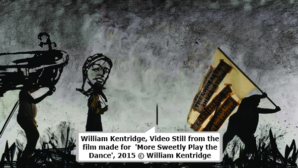 click to enlarge- double click to reduce William Kentridge, Video Still from the film made for 'More Sweetly Play the Dance', 2015
© William Kentridge