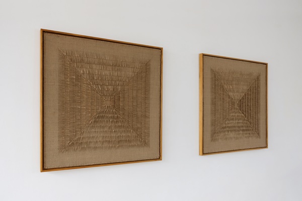 click to enlarge- double click to reduce Sophie Rowley, Khadi Fray No. 34 / 35 , 2020. Italian Jute. 89 H x 89 W cm each. £7,500 each / £14,500 pair inc. VAT