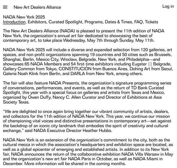 click to enlarge- double click to reduce 122 galleries at NADA New York 2025, USA - May 7 > 11, 2025 @newartdealers