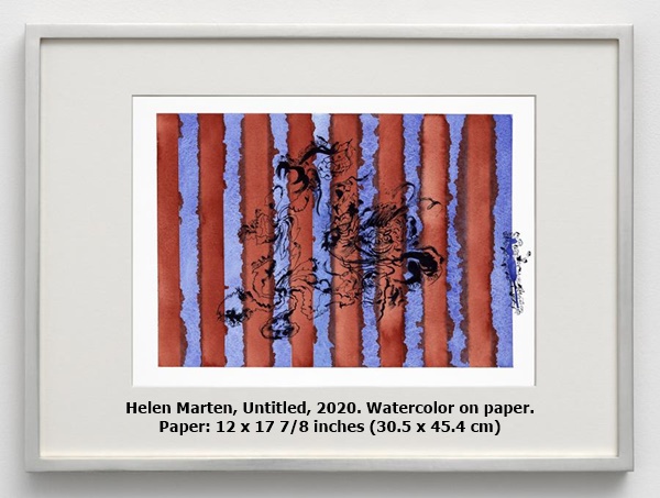 Helen Marten, Untitled, 2020. Watercolor on paper. Paper: 12 x 17 7/8 inches (30.5 x 45.4 cm)